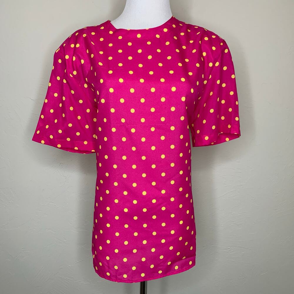 Hot Pink Polka Dot Blouse Sz Medium